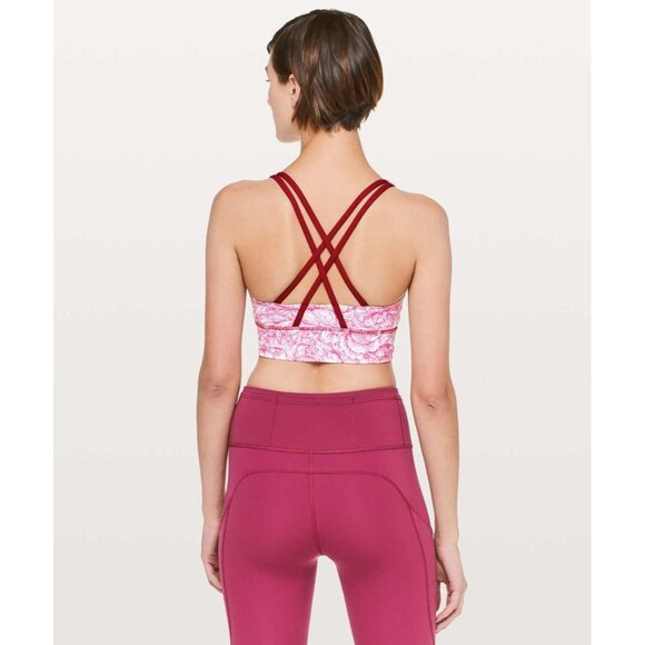 LULULEMON Energy Floral Bloom White Star Ruby Long Line Sports Bra, Size 12 - Picture 4 of 16